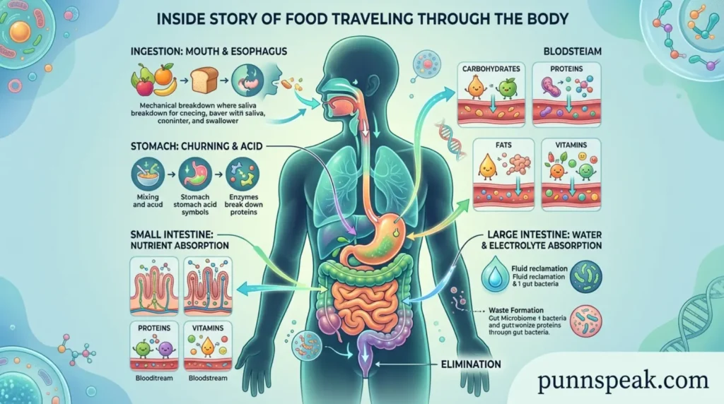 Inside story of food traveling through the body