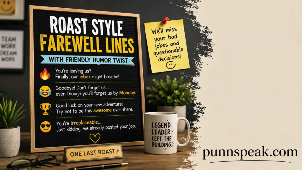 Roast Style Farewell Lines With Friendly Humor Twist